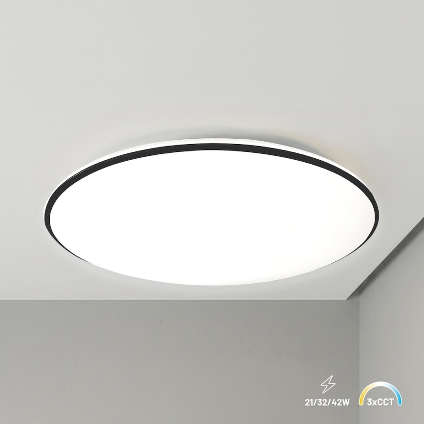Plafonieră LED HUGO 21/32/42W/230V 3000/4000/6500K diam. 45 cm IP54 neagră