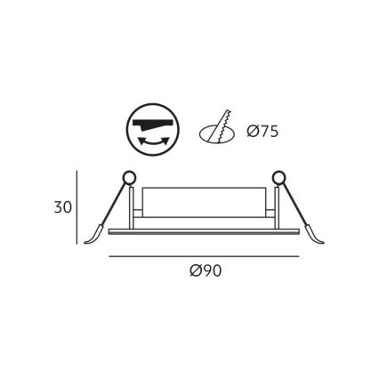 Plafonieră LED încastrată BRINO, 3/5/7W, 230V, 3000/4000/6500K, alb
