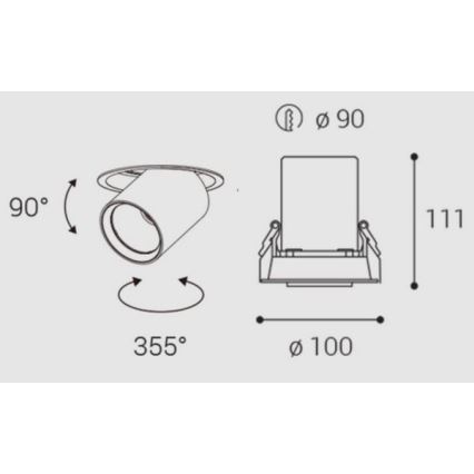Plafonieră LED încastrată HIDE LED/20W/230V CRI 90 neagră LED2
