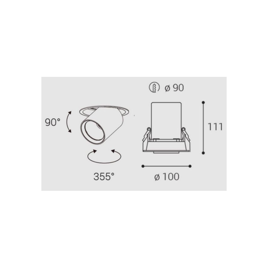 Plafonieră LED încastrată HIDE LED/20W/230V CRI 90 neagră LED2