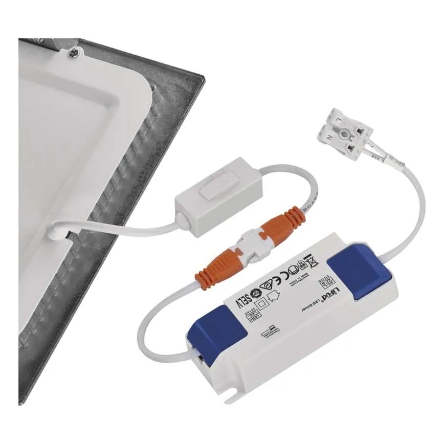 Plafonieră LED încastrată NEXXO LED/18W/230V 3000/3500/4000K, argintie, 22,5 x 22,5 cm