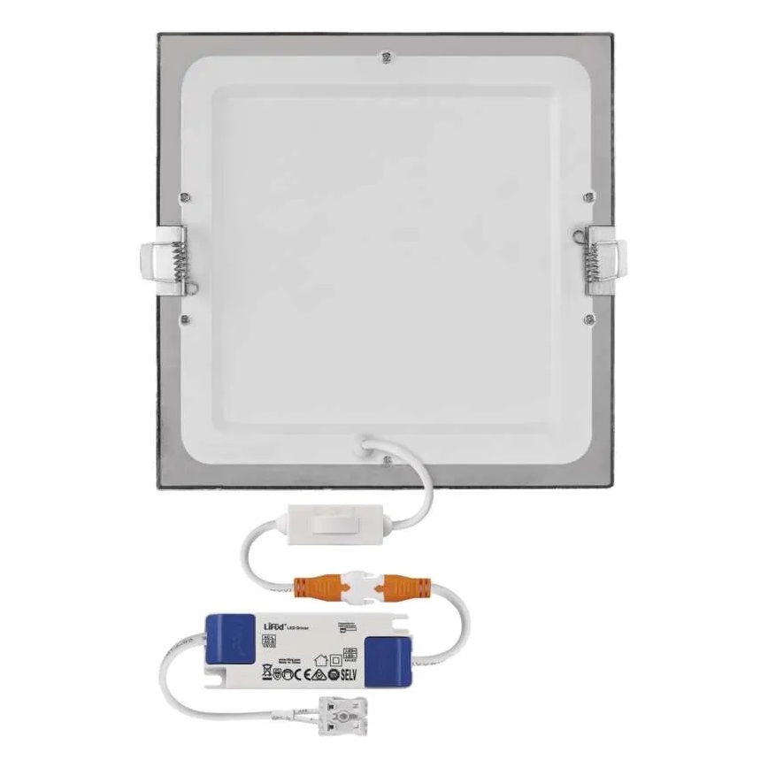 Plafonieră LED încastrată NEXXO LED/18W/230V 3000/3500/4000K, argintie, 22,5 x 22,5 cm