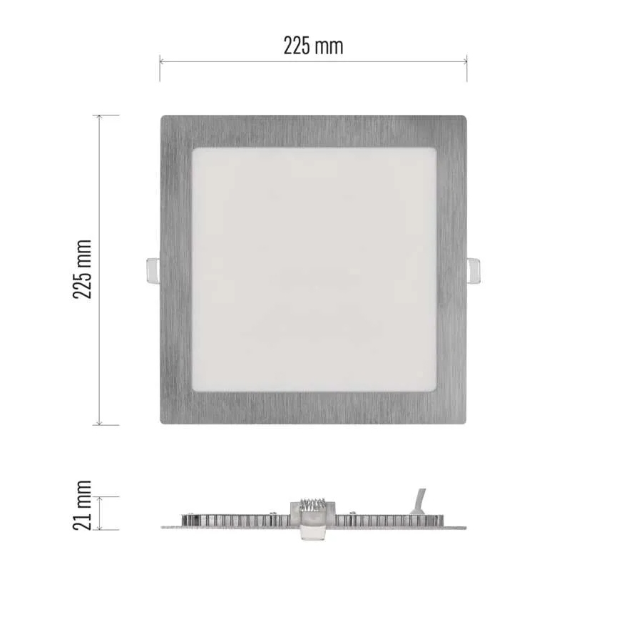 Plafonieră LED încastrată NEXXO LED/18W/230V 3000/3500/4000K, argintie, 22,5 x 22,5 cm