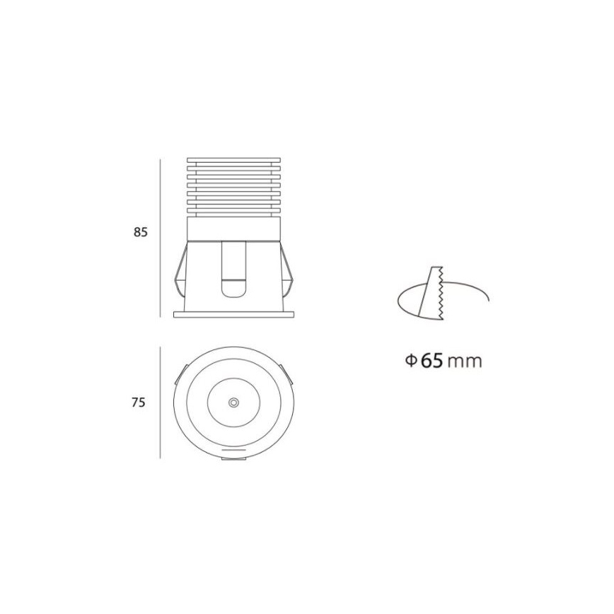 Plafonieră LED încastrată pentru baie RAY LED/10W/230V neagă IP44 LED2