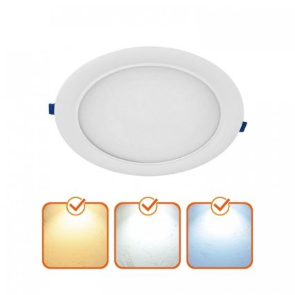 Plafonieră LED încastrată SIGARO, 24 W, 230 V, 3000/4000/6500 K, Ø 22 cm, albă