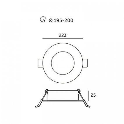 Plafonieră LED încastrată SIGARO, 24 W, 230 V, 3000/4000/6500 K, Ø 22 cm, albă