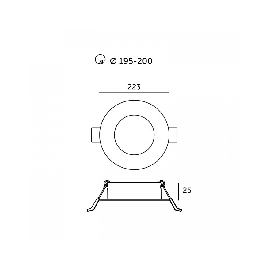Plafonieră LED încastrată SIGARO, 24 W, 230 V, 3000/4000/6500 K, Ø 22 cm, albă