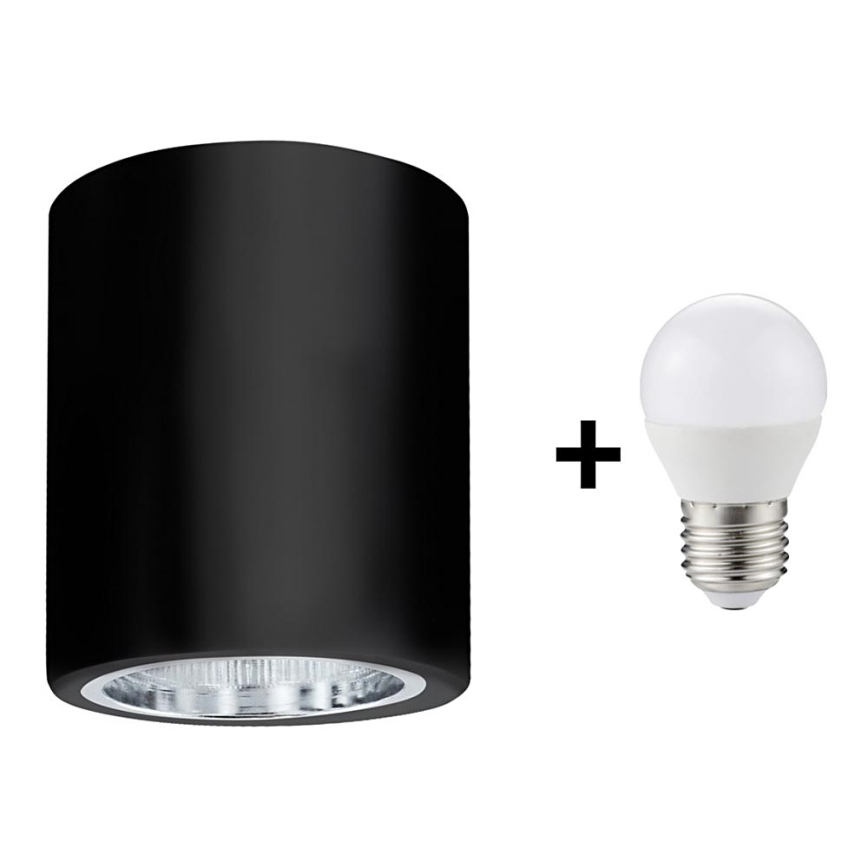 Plafonieră LED JUPITER 1xE27/6W/230V 120x98 mm negru