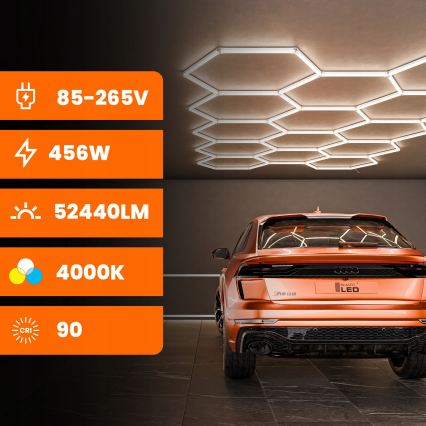 Plafonieră LED HEXAGON LED/570W/85-265V 4000K 522x298 cm CRI 90 IP44 albă