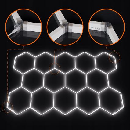Plafonieră LED HEXAGON LED/570W/85-265V 4000K 522x298 cm CRI 90 IP44 albă