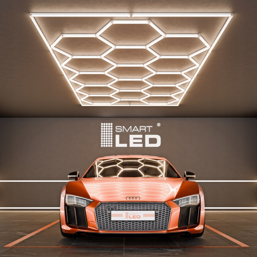 Plafonieră LED HEXAGON LED/696W/85-265V 4000K 484x243 cm CRI 90 IP54 alb