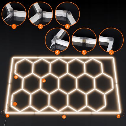 Plafonieră LED HEXAGON LED/696W/85-265V 4000K 484x243 cm CRI 90 IP54 alb