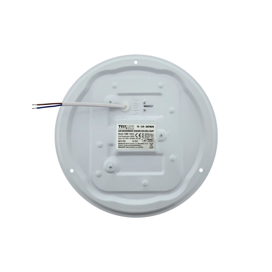 Plafonieră LED LENA cu senzor de mișcare, 12W/230V, Ø 25,7 cm, albă