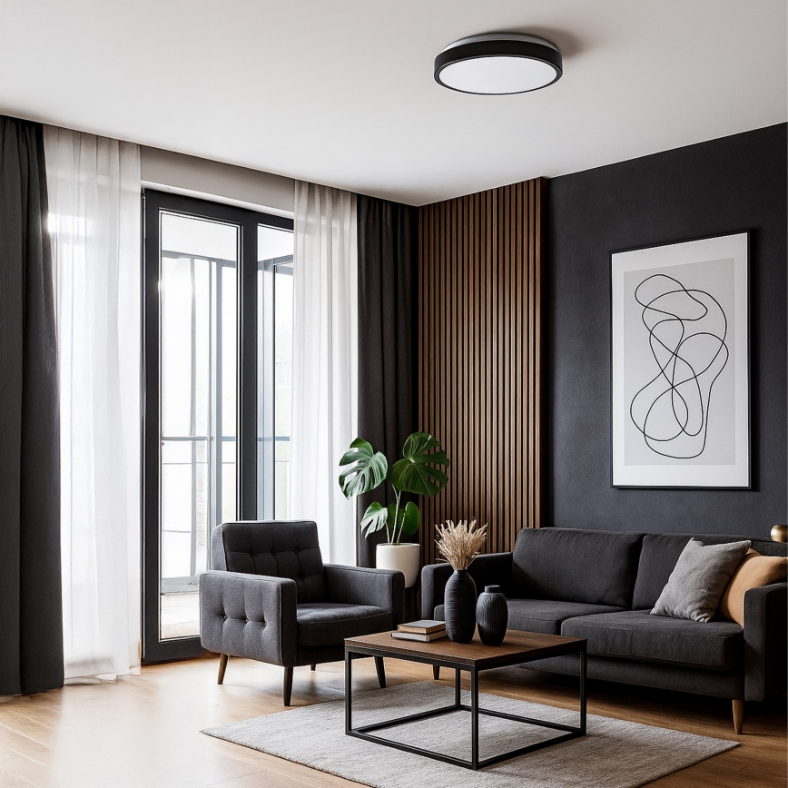Plafonieră LED LIBRA 15W/230V 4000K, Ø 29 cm, negru