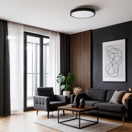 Plafonieră LED LIBRA, 24W, 230V, 4000K, Ø 39 cm, neagră