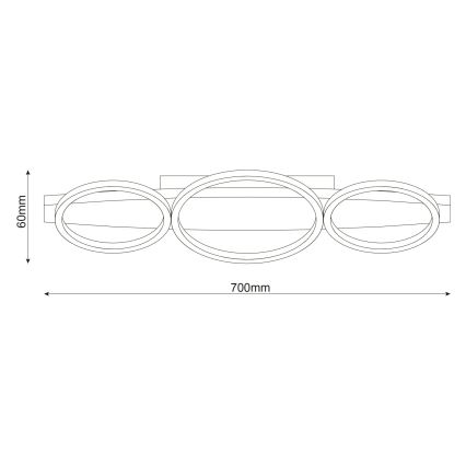 Plafonieră LED MELISA, 28W, 230V, 26,5 x 70 cm, pin
