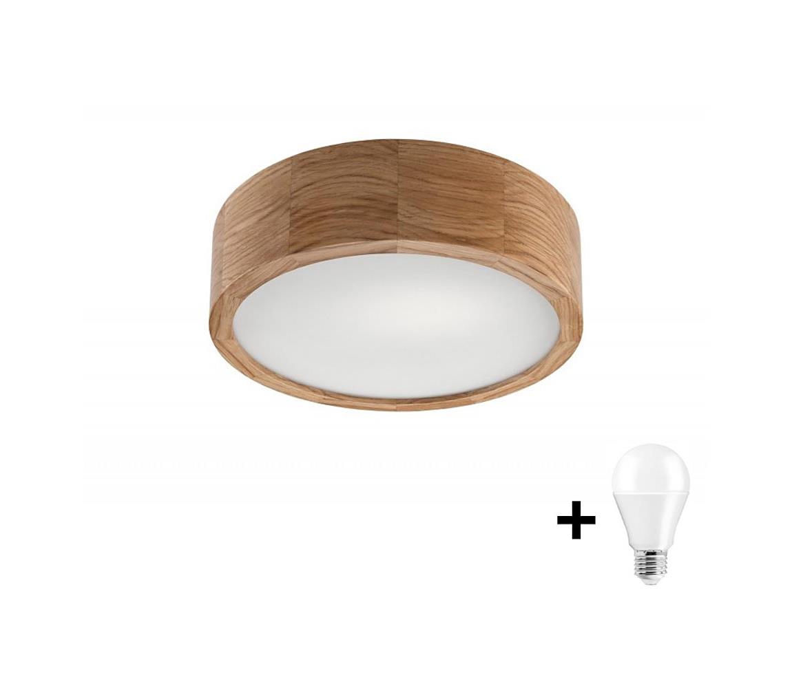 Plafonieră LED OAK 1xE27/10W/230V stejar d. 27 cm