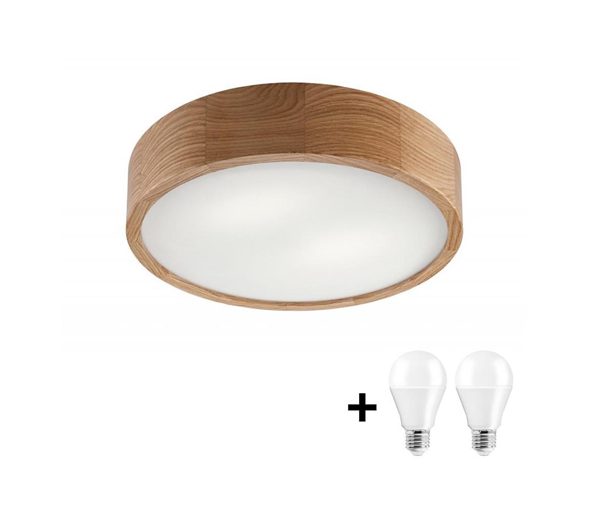 Plafonieră LED OAK 2xE27/10W/230V stejar d. 37 cm