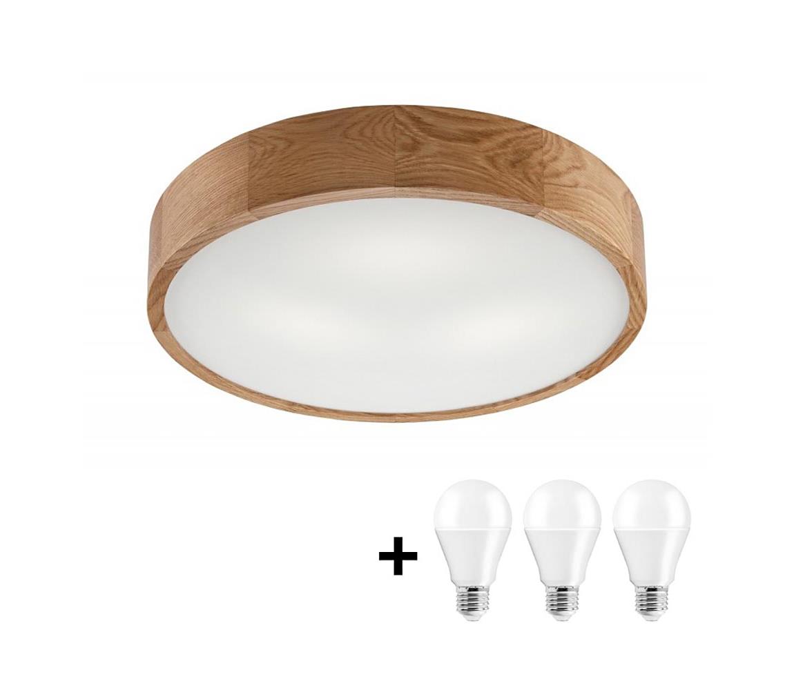 Plafonieră LED OAK 3xE27/10W/230V stejar d. 47 cm