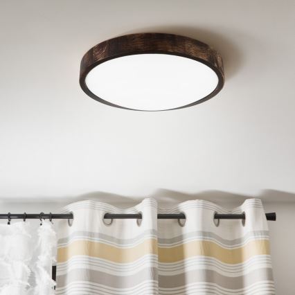 Plafonieră LED OAK SMOKY SLIM, 36 W, 230 V, 4000 K, Ø 37 cm, stejar/maro închis
