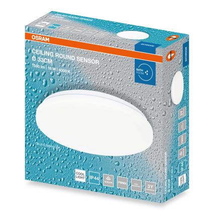 Osram - Lampă LED de tavan pentru baie cu senzor crepuscular CEILING ROUND LED/18W/230V 4000K Ø 33 cm IP44 alb