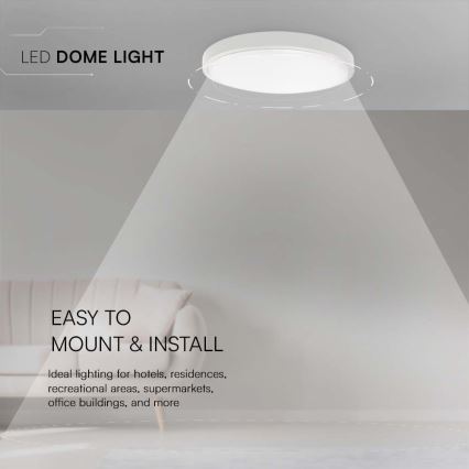 Plafonieră LED pentru baie, 18W, 230V, 3000K, IP44, Ø 25 cm, alb