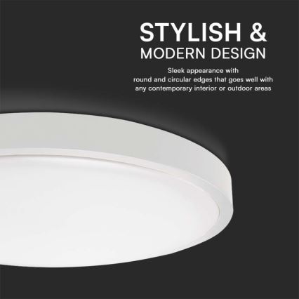 Plafonieră LED pentru baie, 18W, 230V, 4000K, IP44, Ø25 cm, alb