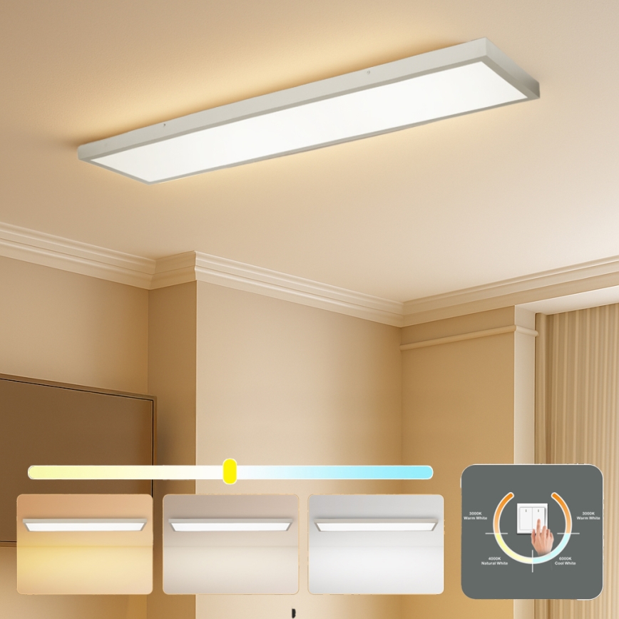 Plafonieră LED pentru baie Brilagi FRAME, 50W/230V, 3000/4000/6000K, 120x30 cm, IP44, argintiu