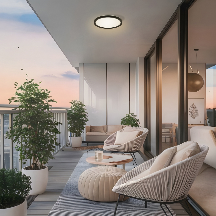 Plafonieră LED pentru baie Brilagi ULTRA SLIM LED/18W/230V d. 30 cm negru IP54