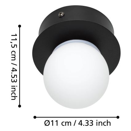 Plafonieră LED pentru baie Eglo LED/3,3W/230V IP44 negru
