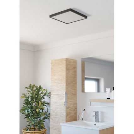 Eglo - Plafonieră LED pentru baie, 13W/230V, 2700/4000/6500K, 29x29 cm, IP44, neagră