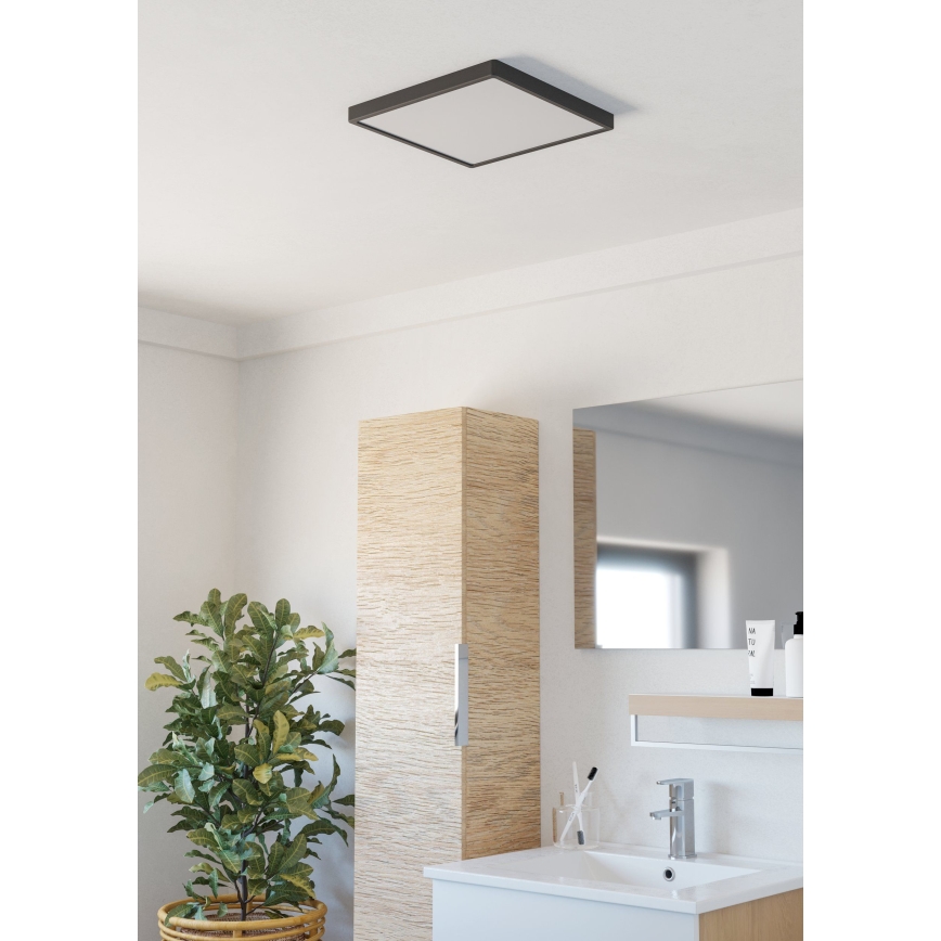 Eglo - Plafonieră LED pentru baie, 13W/230V, 2700/4000/6500K, 29x29 cm, IP44, neagră