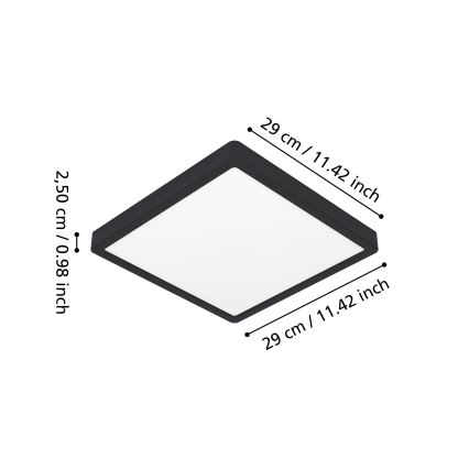 Eglo - Plafonieră LED pentru baie, 13W/230V, 2700/4000/6500K, 29x29 cm, IP44, neagră