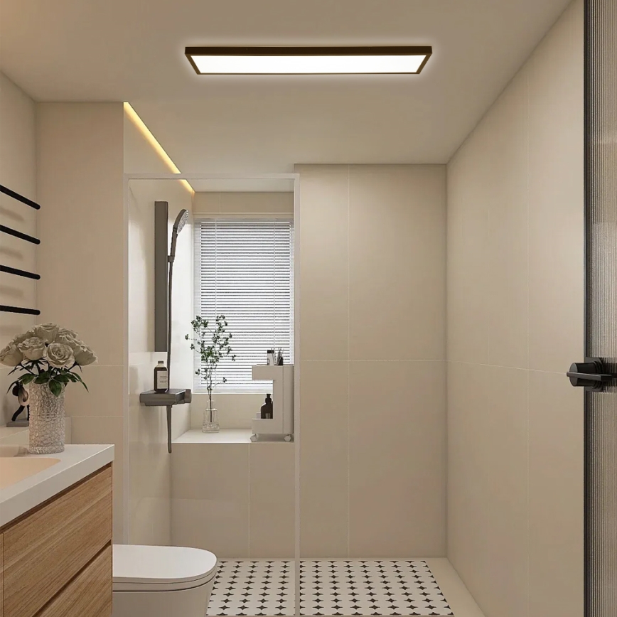 Plafonieră LED pentru baie FRAME LED/50W/230V 120x30 cm IP44 negru Brilagi