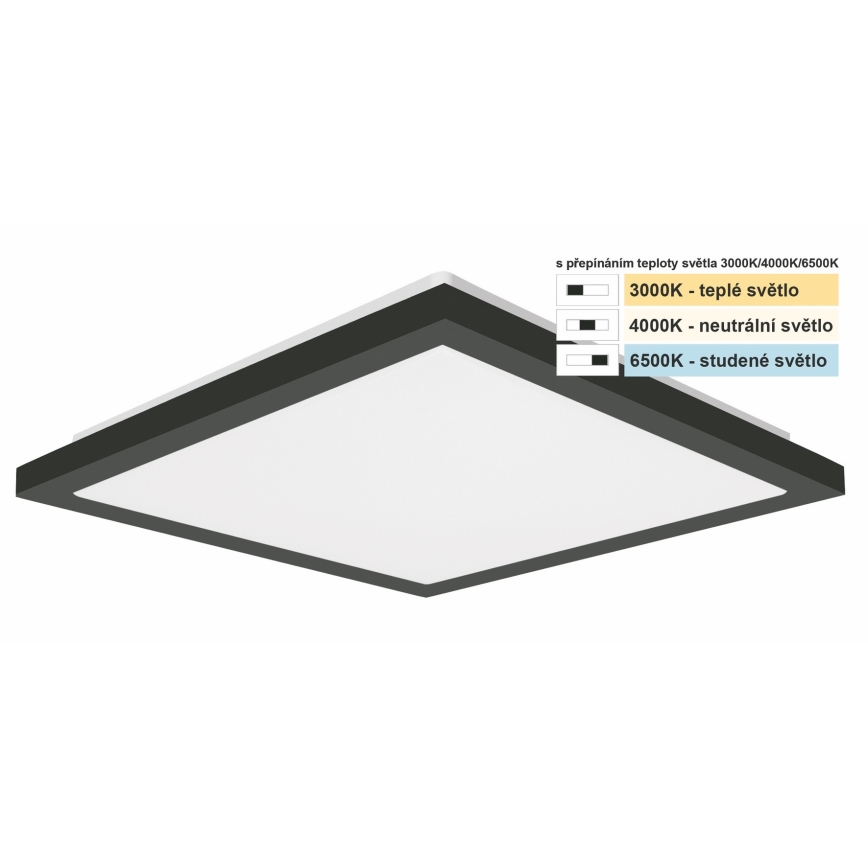 Plafonieră LED pentru baie Top Light ONYX LED/10W/230V IP44 3000/4000/6500K 28x28 cm negru