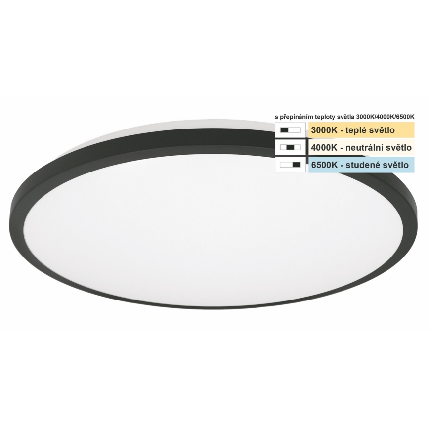Plafonieră LED pentru baie Top Light ONYX LED/10W/230V IP44 3000/4000/6500K d. 29 cm negru