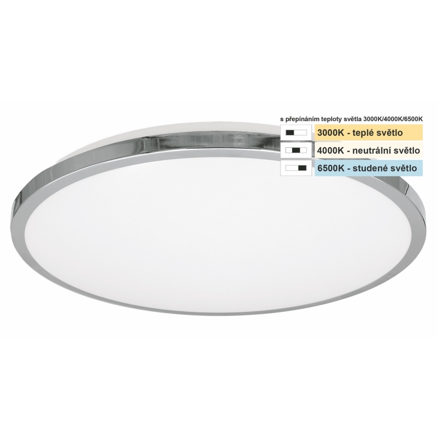 Plafonieră LED pentru baie Top Light SILVER LED/10W/230V IP44 3000/4000/6500K d. 29 cm crom lucios