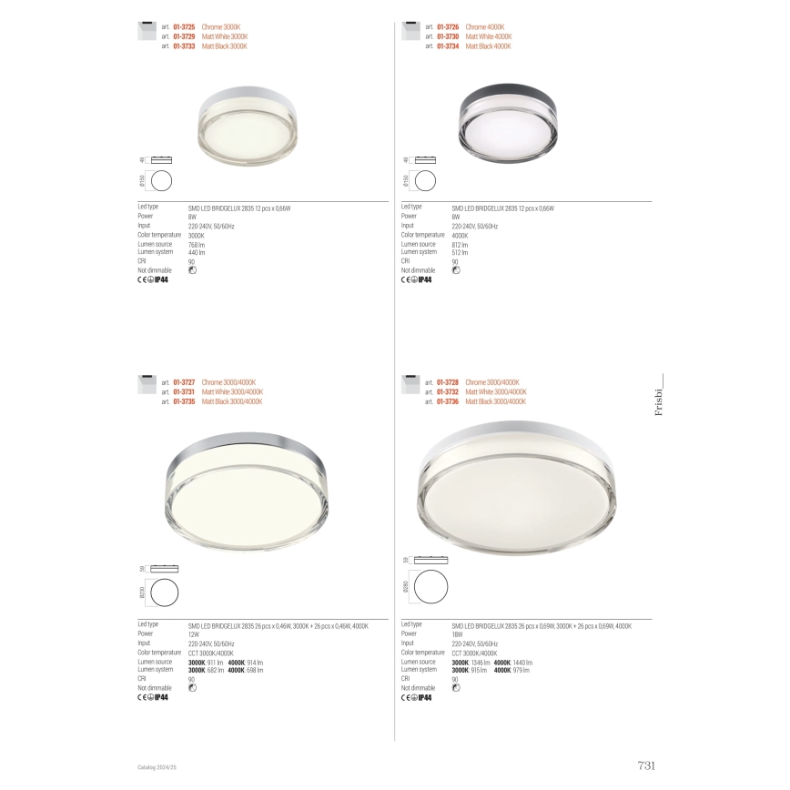 Plafonieră LED pentru baie Redo 01-3728 FRISBI LED/18W/230V d. 28 cm CRI 90 3000/4000K IP44 crom