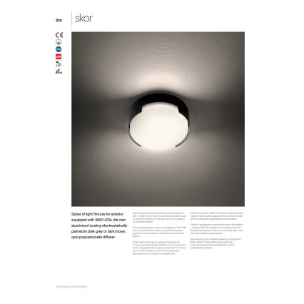 Redo 90005 - Plafonieră LED de exterior SKOR, 16W, 230V, IP54