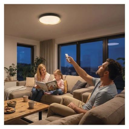 Lampă de tavan LED reglabilă ILVI LED/30W/230V 2700-6500K diam. 40 cm negru/alamă + telecomandă