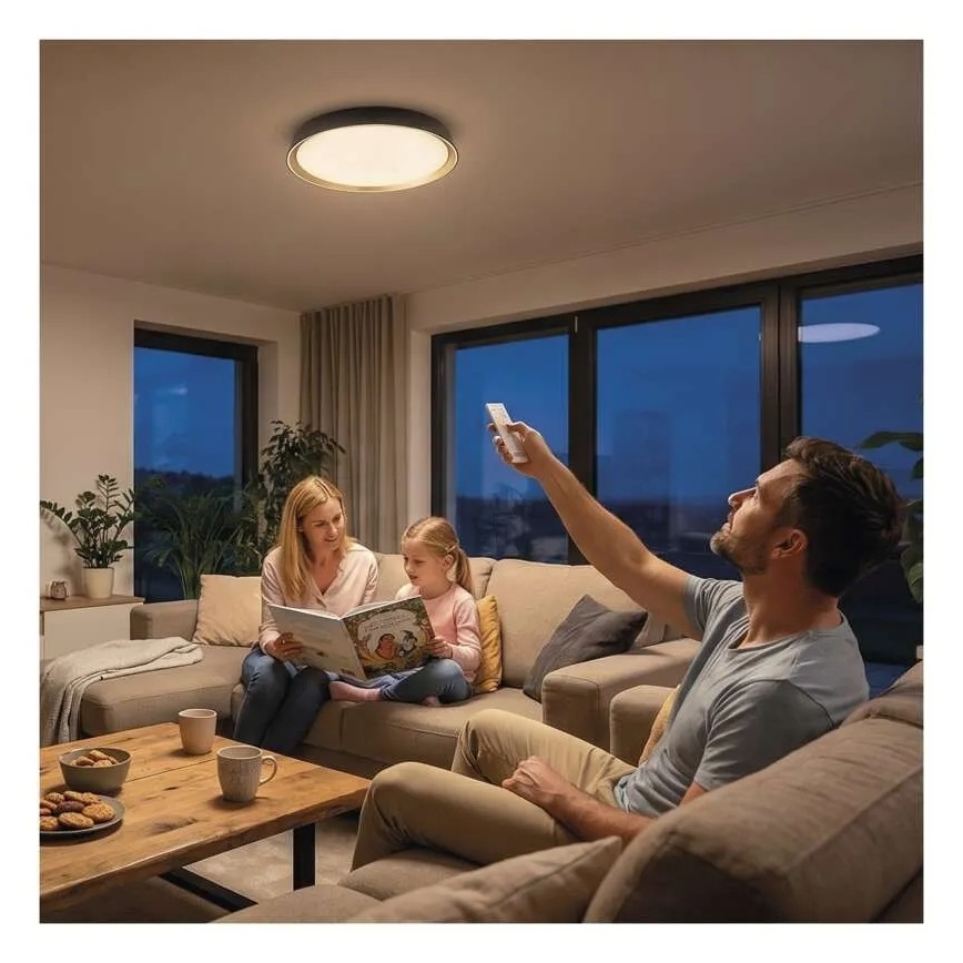 Lampă de tavan LED reglabilă ILVI LED/30W/230V 2700-6500K diam. 40 cm negru/alamă + telecomandă