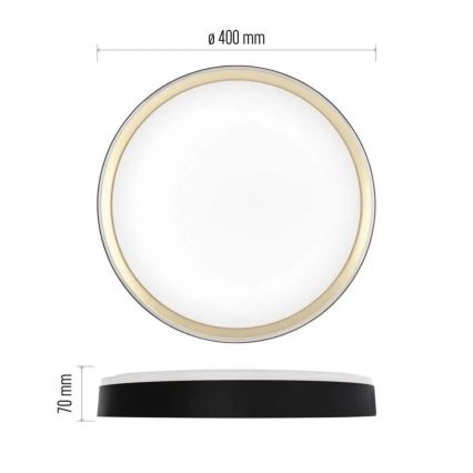 Lampă de tavan LED reglabilă ILVI LED/30W/230V 2700-6500K diam. 40 cm negru/alamă + telecomandă