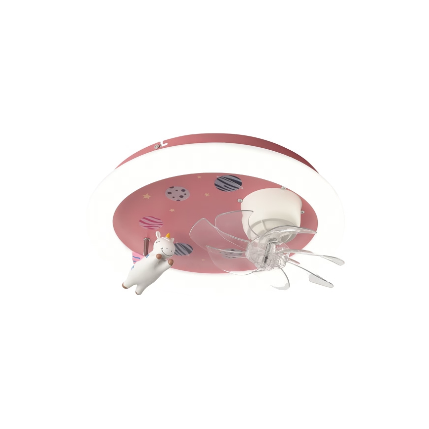 Plafonieră LED reglabilă pentru copii cu ventilator LED/48W/230V 3000/4000/6000K Ø 50 cm roz + telecomandă