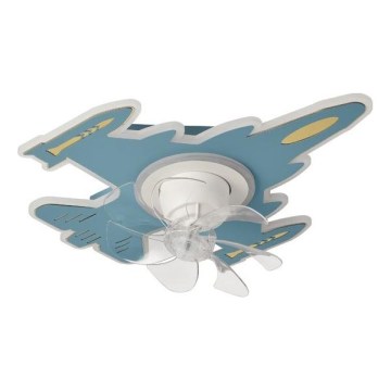 Plafonieră LED reglabilă pentru copii cu ventilator LED/63W/230V 3000/4000/6000K 68x57 cm albastră + telecomandă