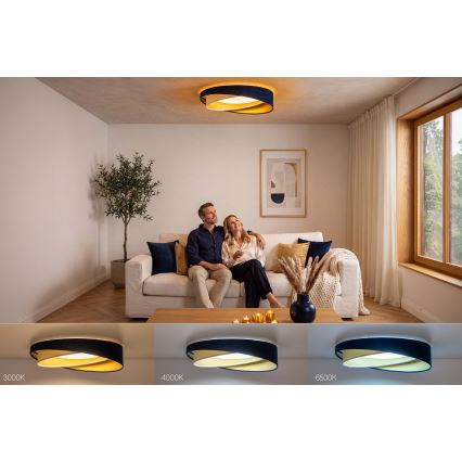 Plafonieră LED reglabilă SMART GALAXY MODERN LED/24W/230V 3000-6500K diam. 55 cm albastru/alb/auriu + telecomandă