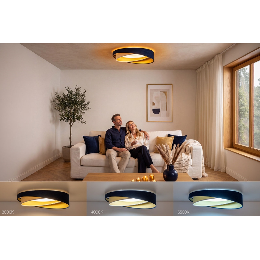 Plafonieră LED reglabilă SMART GALAXY MODERN LED/24W/230V 3000-6500K diam. 55 cm albastru/alb/auriu + telecomandă