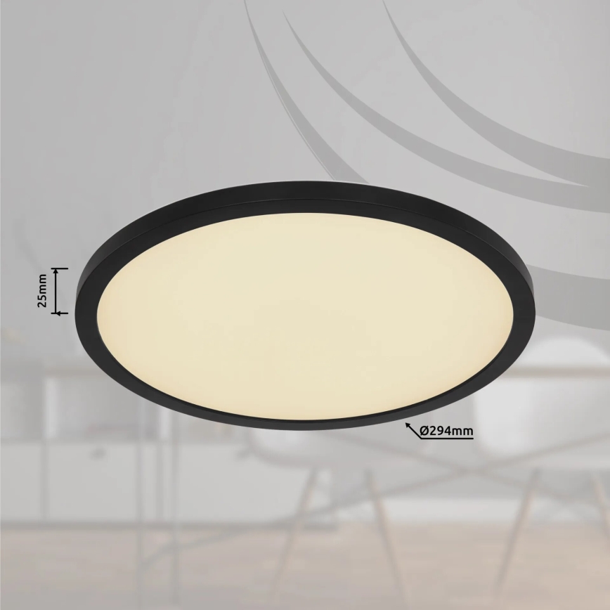 Plafonieră LED RGB dimabilă pentru baie Globo LED/18W/230V 3000-6000K IP44 negru + telecomandă