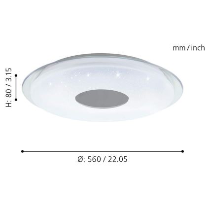 Plafonieră LED RGB dimabilă LANCIANO-C LED/38W/230V Eglo + telecomandă