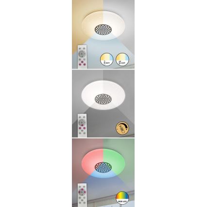 Plafonieră LED RGB dimabilă Rabalux LED/24W/230V Wi-Fi 3000-6500K Wi-Fi Tuya d. 39,5 cm + telecomandă