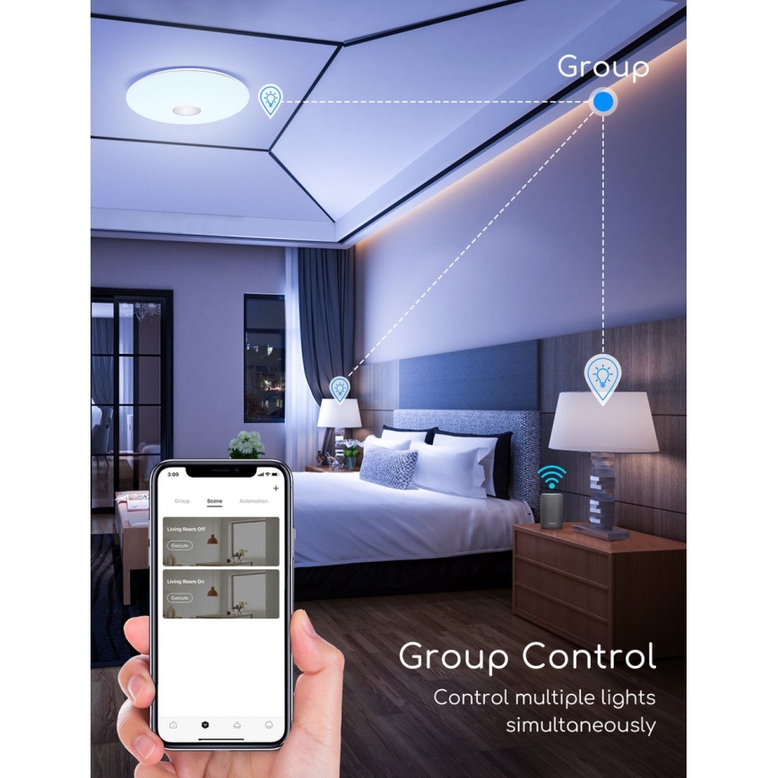 Plafonieră LED RGBW dimabilă Aigostar 18W/230V d. 34 cm Wi-Fi